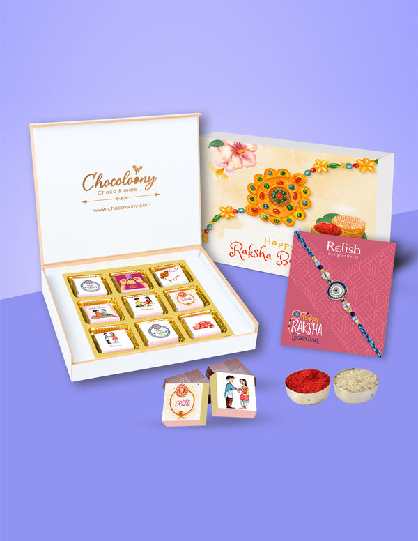 Raksha Bandhan Chocolate Gift Box For Brother with Rakhi