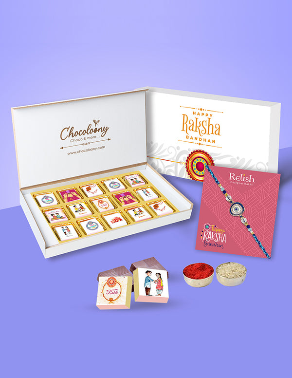 Chocolate Gift Box with Evil Eye Rakhi