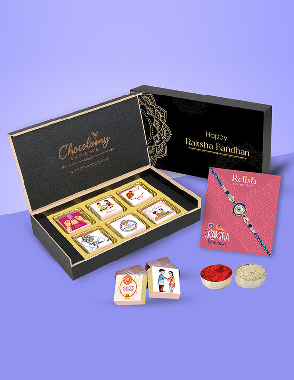 Rakhi Chocolate Gift Box with Evil Eye Rakhi